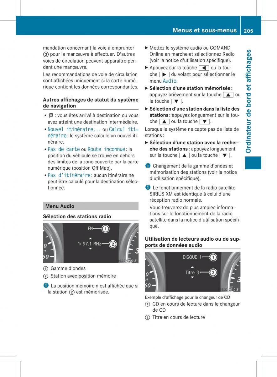 Mercedes Benz B Class W246 owners manual manuel du proprietaire / page 208