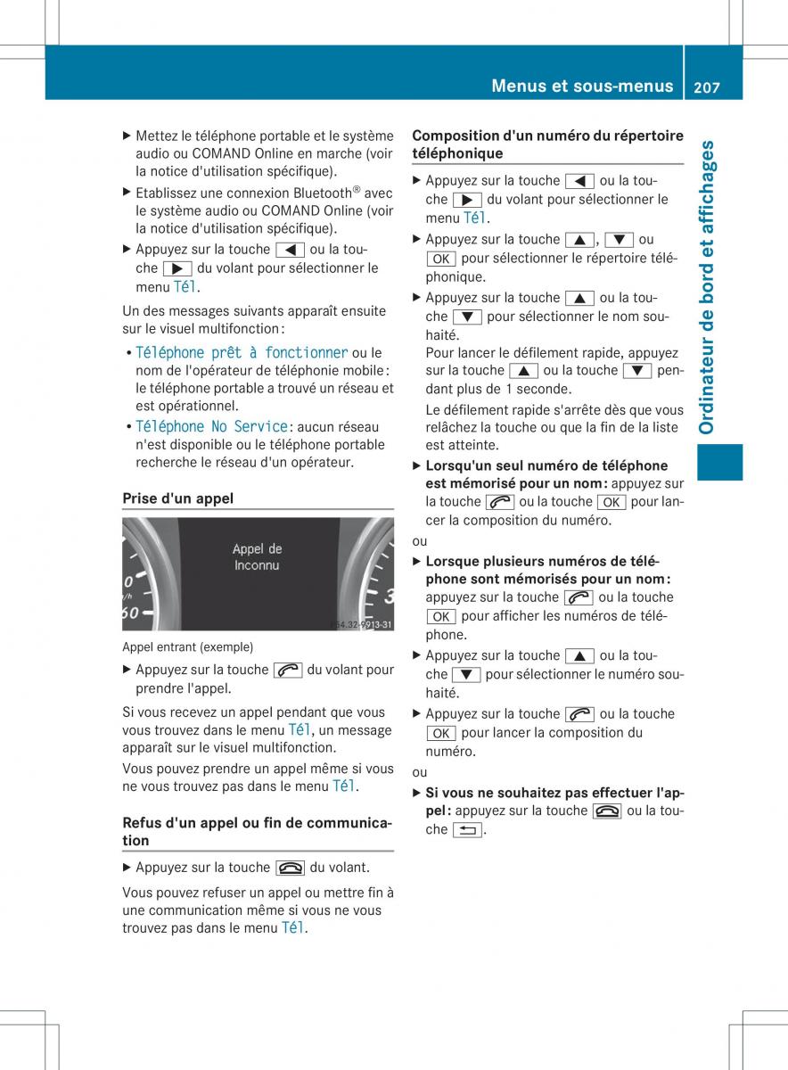 Mercedes Benz B Class W246 owners manual manuel du proprietaire / page 210