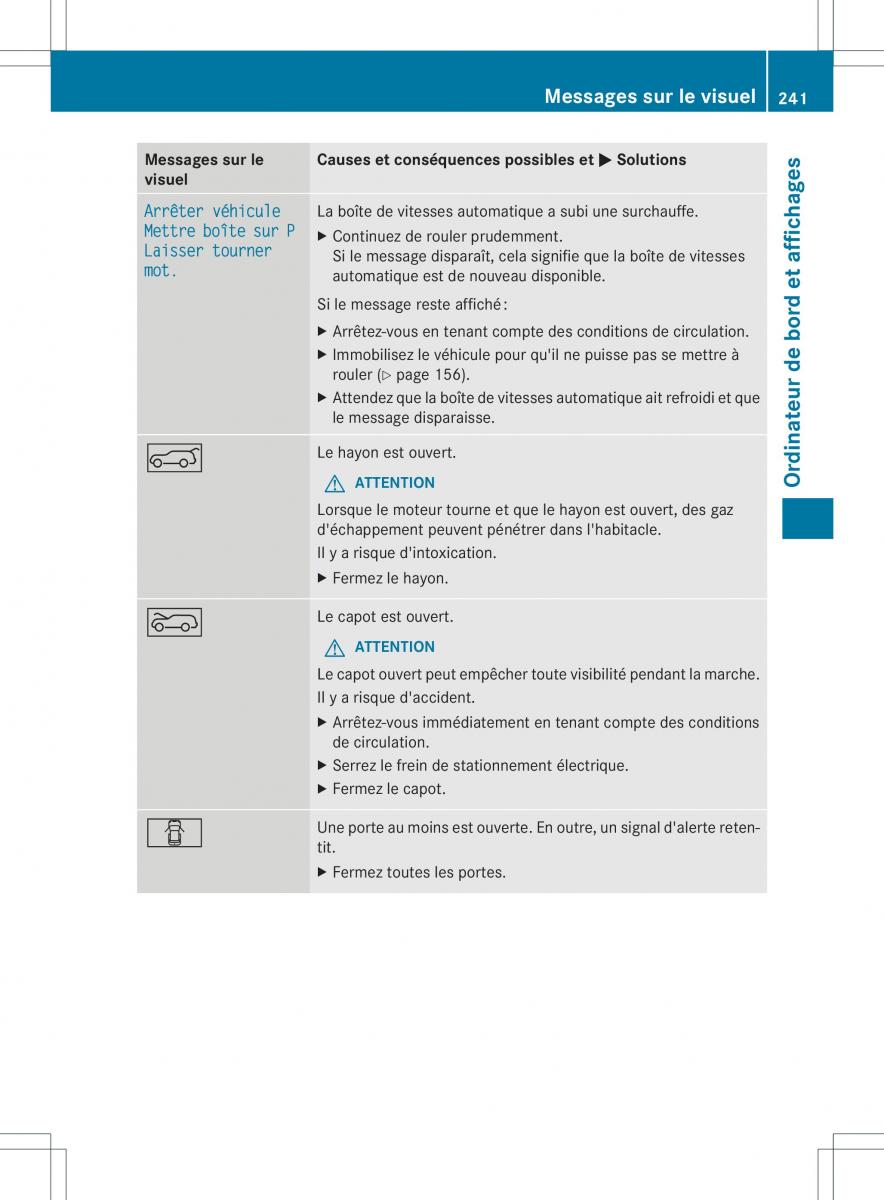 Mercedes Benz B Class W246 owners manual manuel du proprietaire / page 244