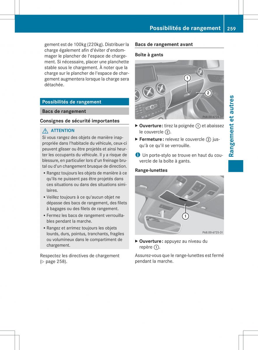 Mercedes Benz B Class W246 owners manual manuel du proprietaire / page 262