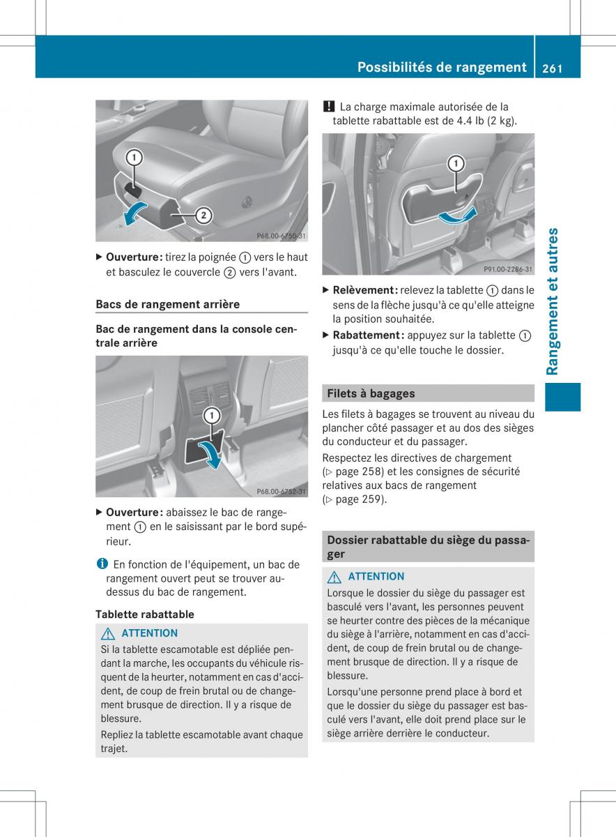 Mercedes Benz B Class W246 owners manual manuel du proprietaire / page 264