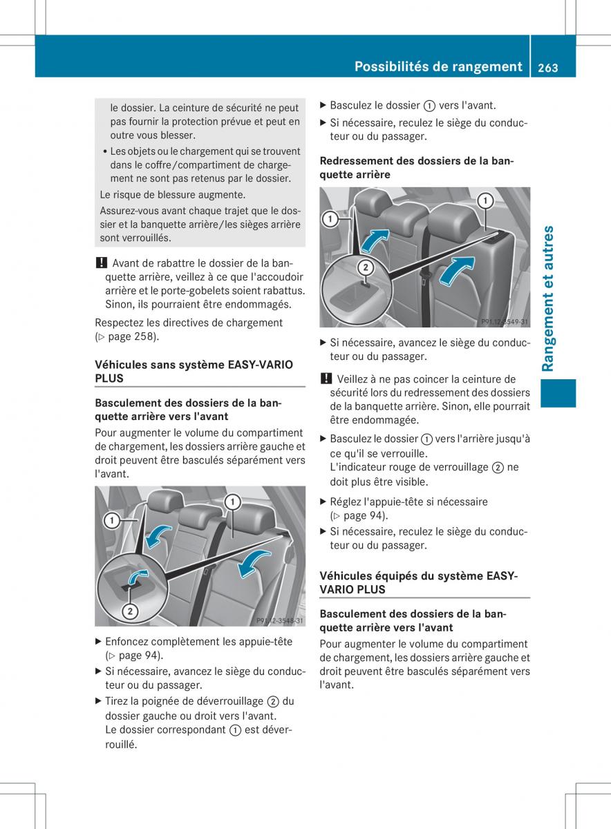 Mercedes Benz B Class W246 owners manual manuel du proprietaire / page 266