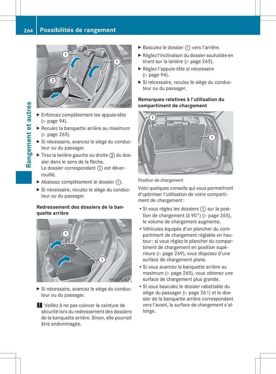 Mercedes Benz B Class W246 owners manual manuel du proprietaire / page 267