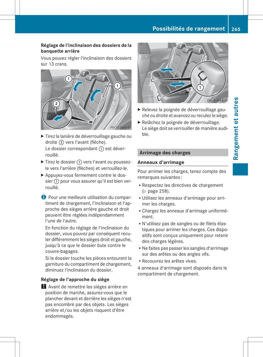 Mercedes Benz B Class W246 owners manual manuel du proprietaire / page 268