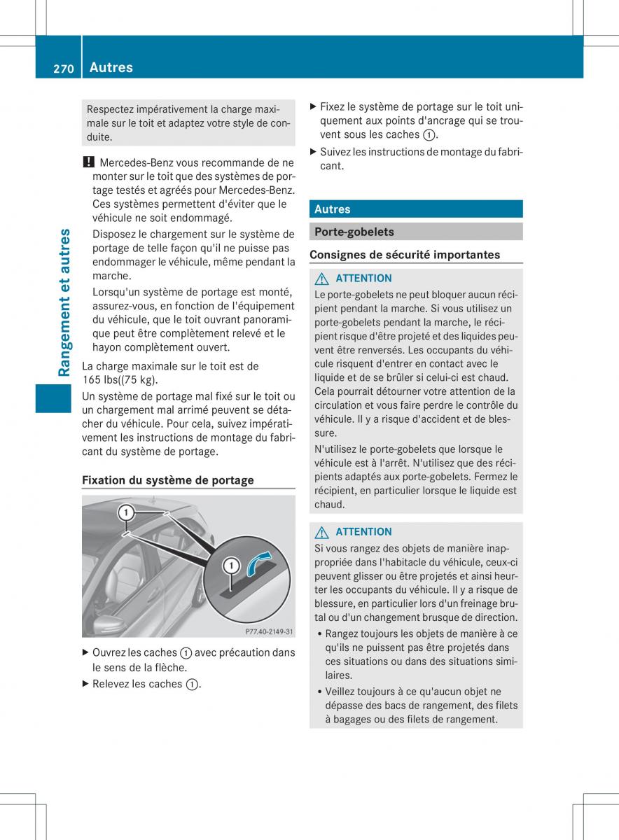 Mercedes Benz B Class W246 owners manual manuel du proprietaire / page 273