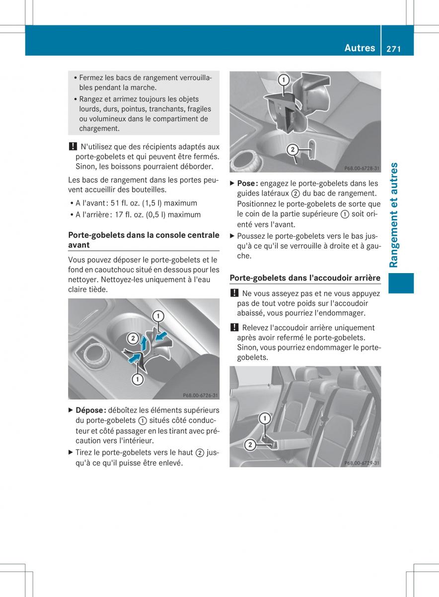 Mercedes Benz B Class W246 owners manual manuel du proprietaire / page 274