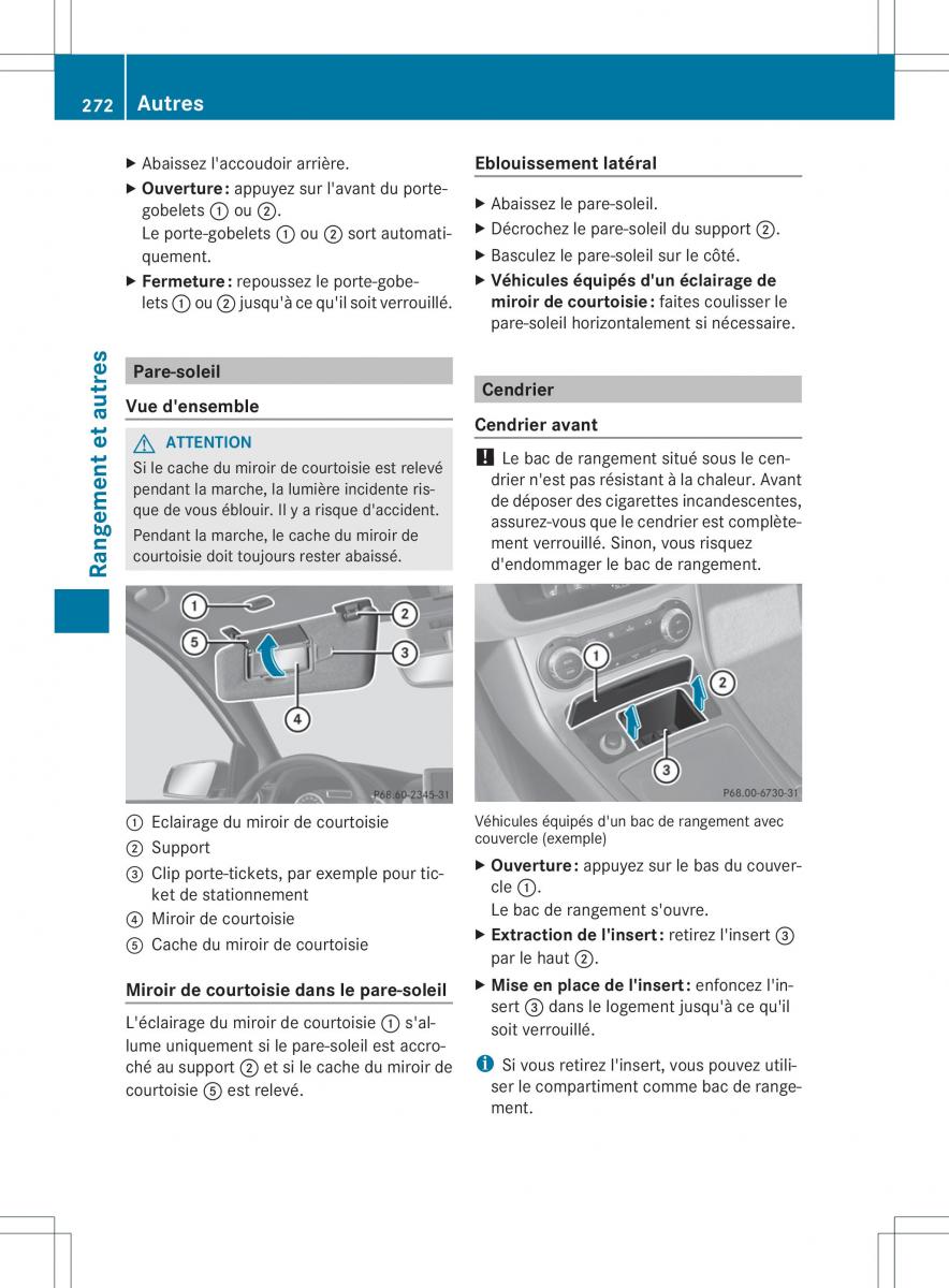 Mercedes Benz B Class W246 owners manual manuel du proprietaire / page 275