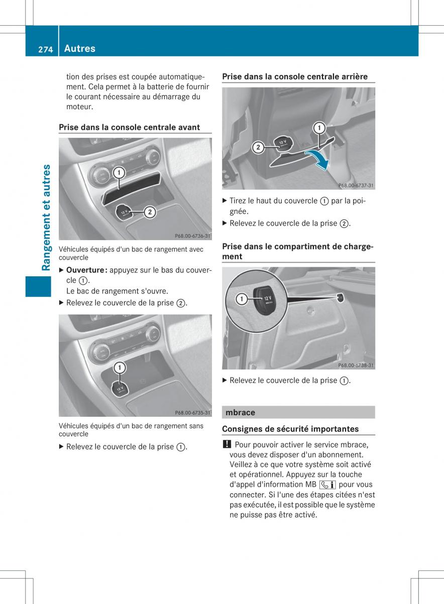 Mercedes Benz B Class W246 owners manual manuel du proprietaire / page 277