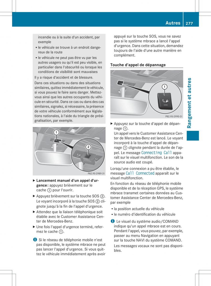 Mercedes Benz B Class W246 owners manual manuel du proprietaire / page 280