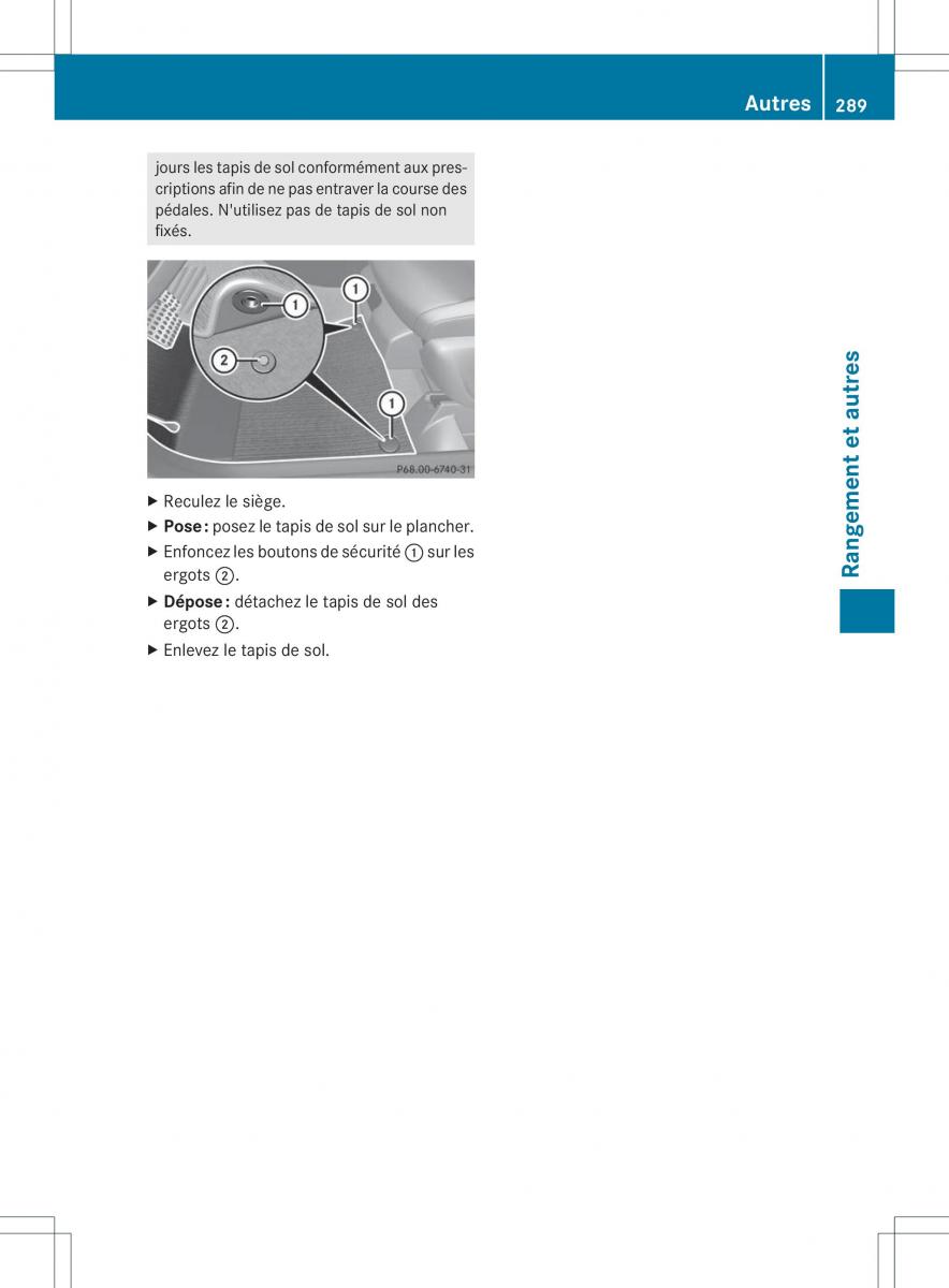 Mercedes Benz B Class W246 owners manual manuel du proprietaire / page 292