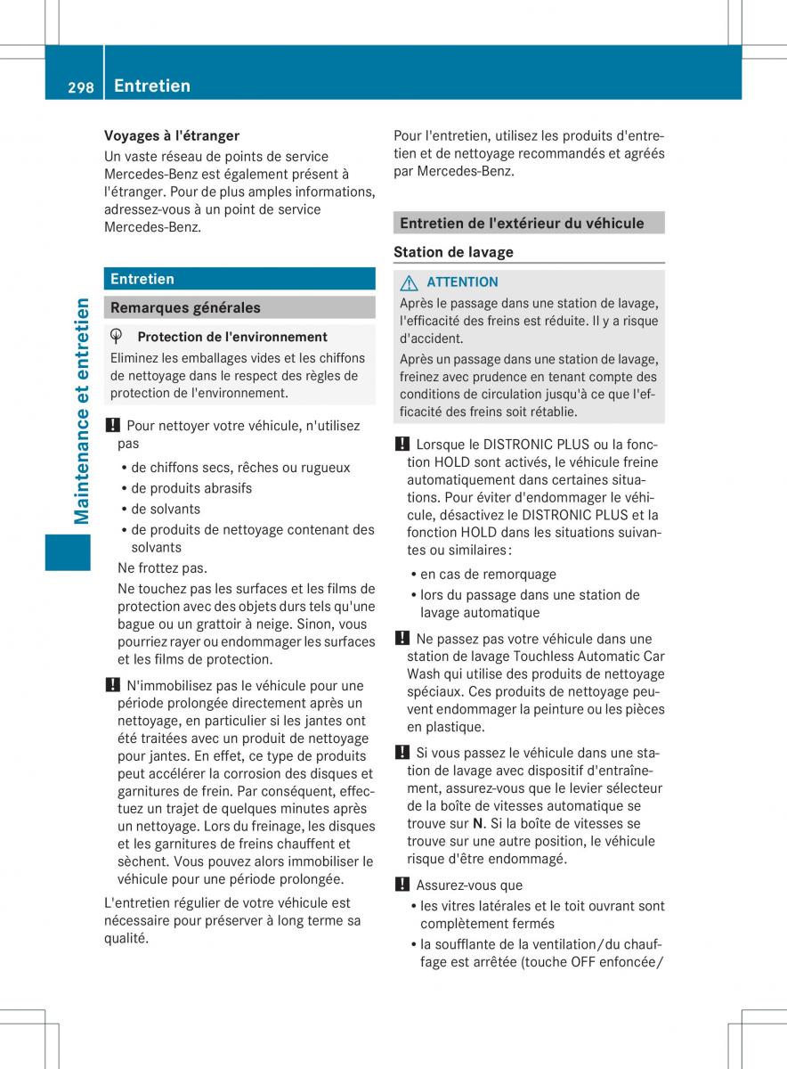 Mercedes Benz B Class W246 owners manual manuel du proprietaire / page 301