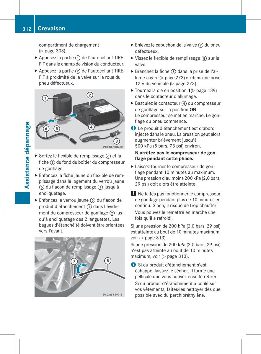 Mercedes Benz B Class W246 owners manual manuel du proprietaire / page 315