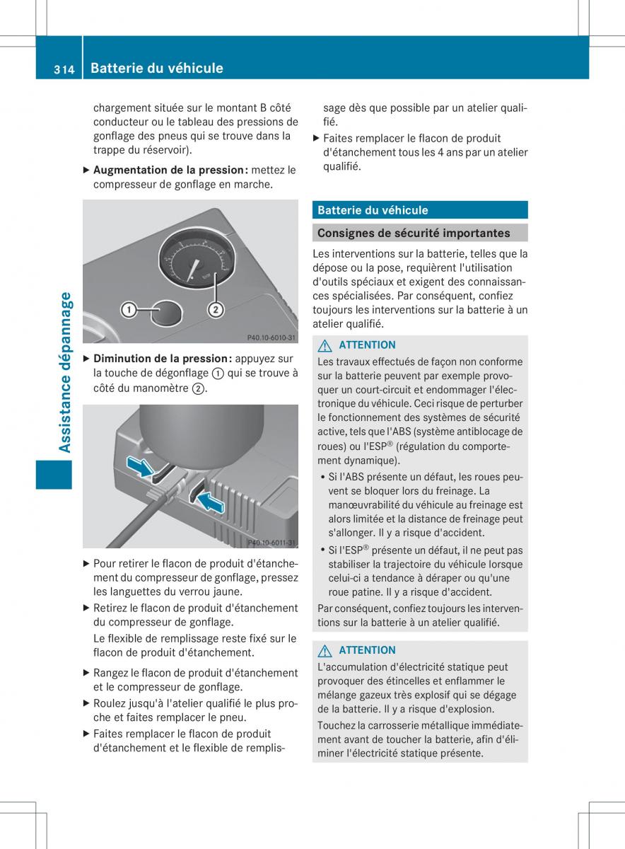 Mercedes Benz B Class W246 owners manual manuel du proprietaire / page 317