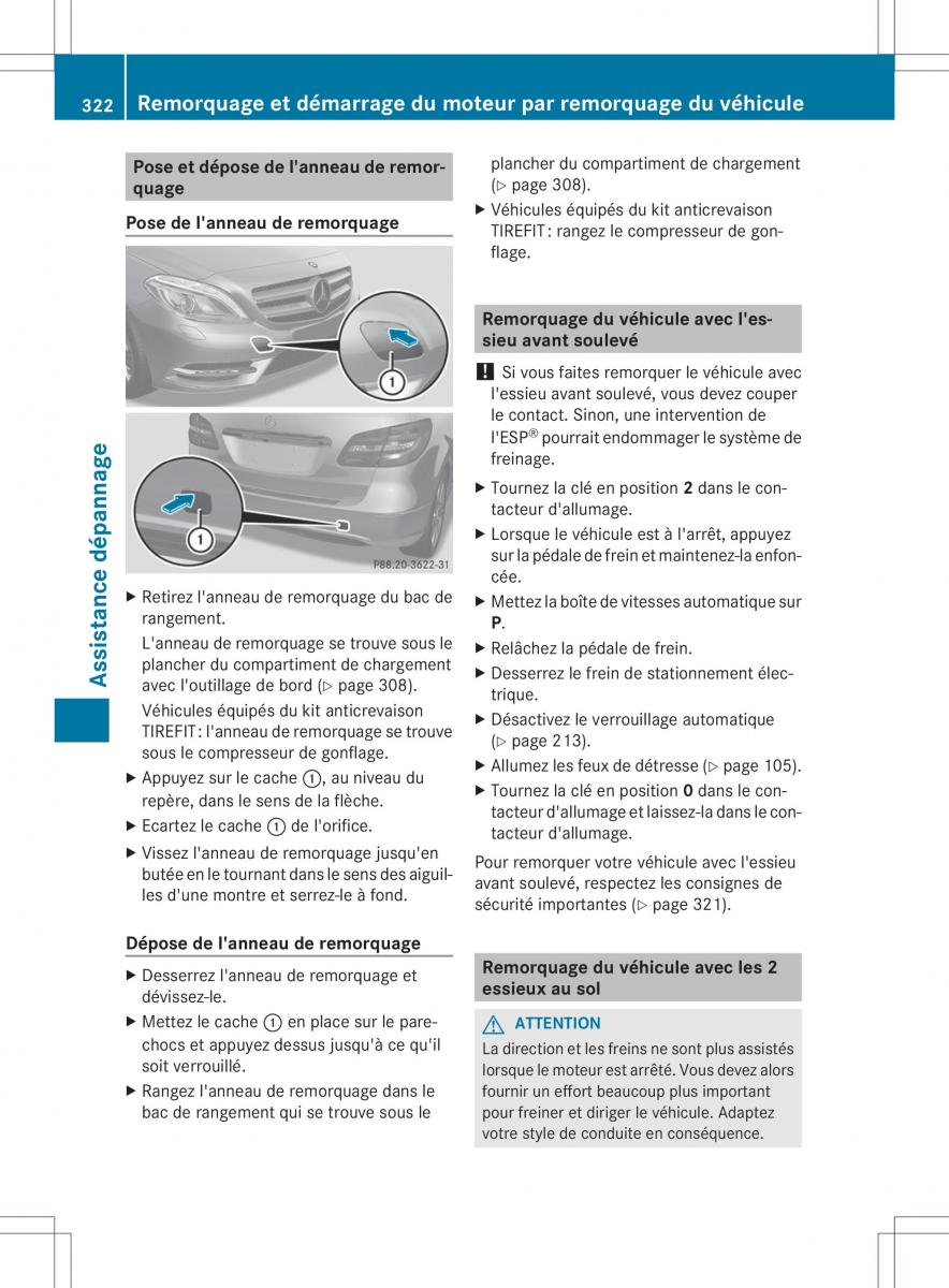 Mercedes Benz B Class W246 owners manual manuel du proprietaire / page 325