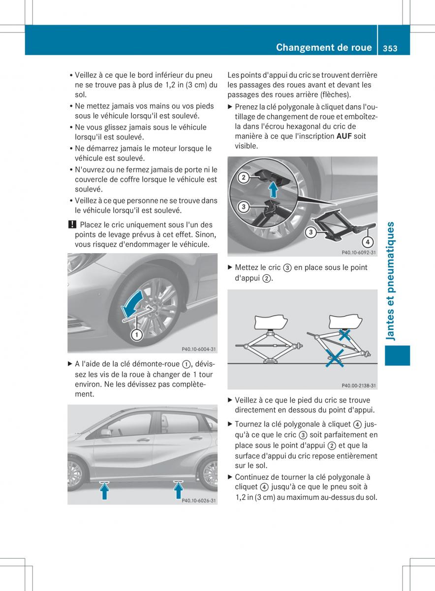 Mercedes Benz B Class W246 owners manual manuel du proprietaire / page 356