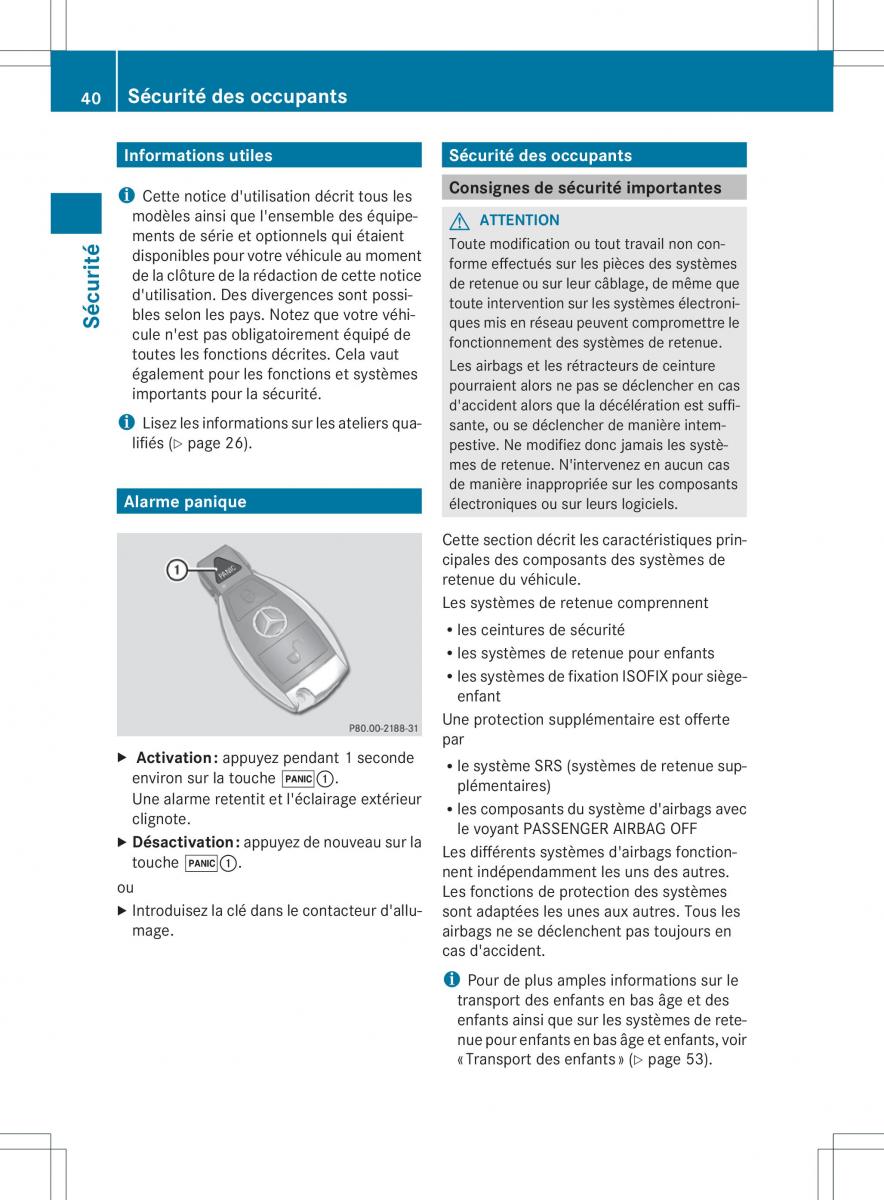 Mercedes Benz B Class W246 owners manual manuel du proprietaire / page 43