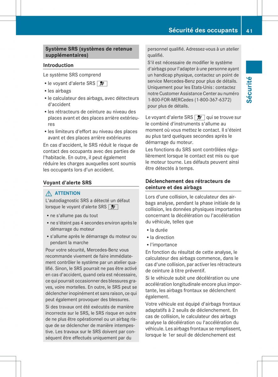 Mercedes Benz B Class W246 owners manual manuel du proprietaire / page 44