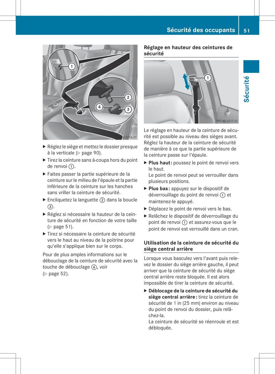 Mercedes Benz B Class W246 owners manual manuel du proprietaire / page 54