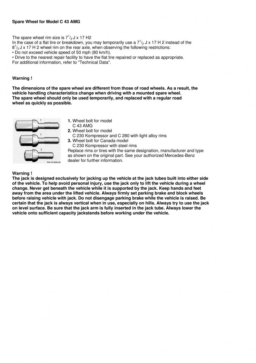 Mercedes Benz C Class W202 owners manual / page 93