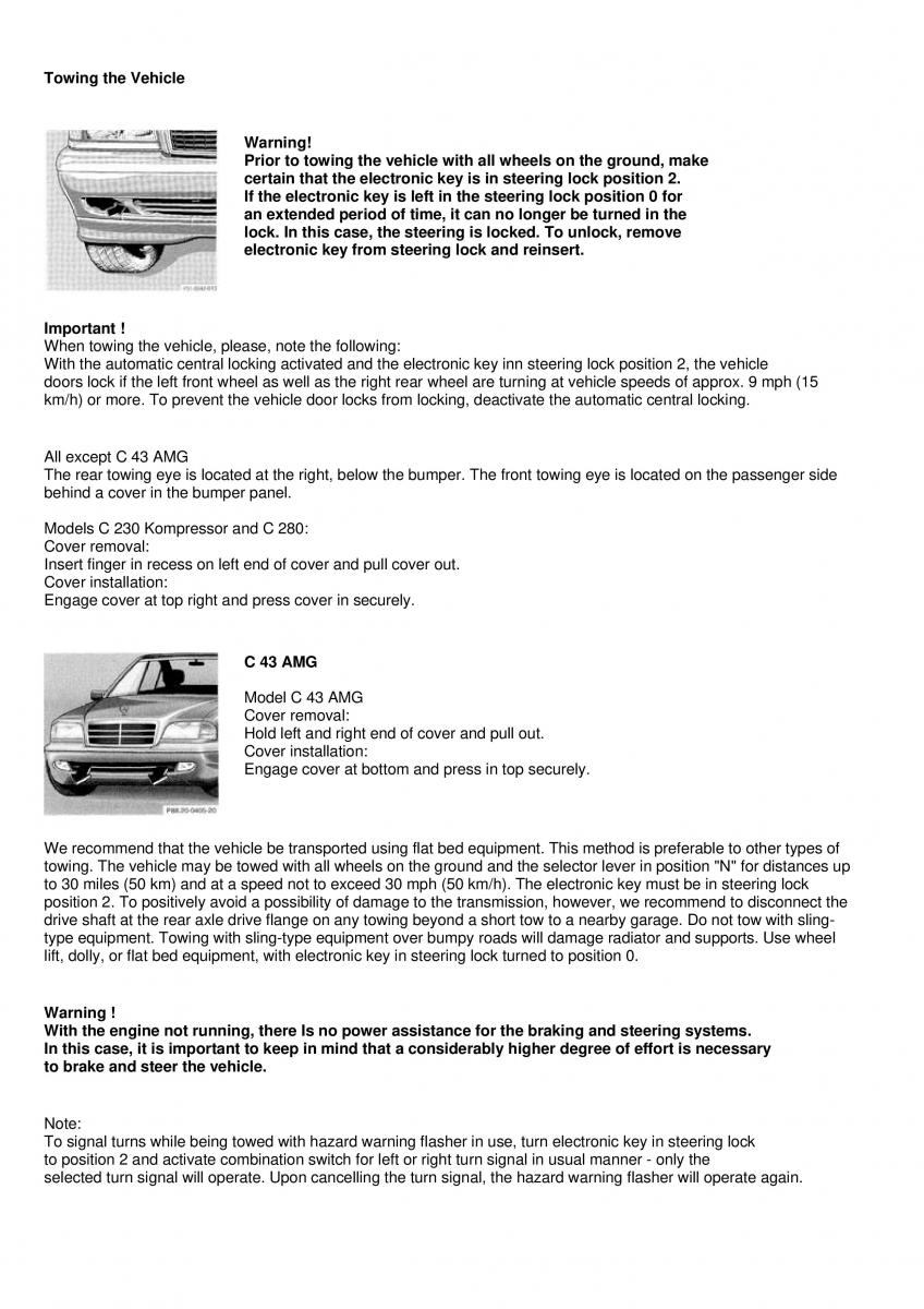 manual  Mercedes Benz C Class W202 owners manual / page 104