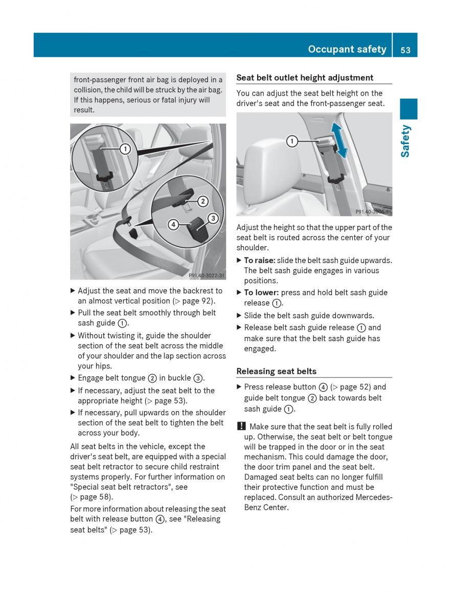 Mercedes Benz C Class W204 owners manual / page 55