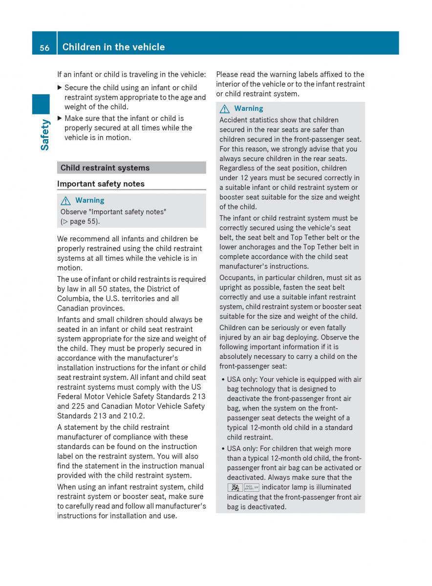 Mercedes Benz C Class W204 owners manual / page 58