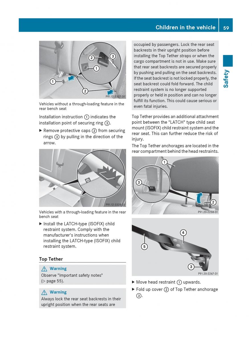 Mercedes Benz C Class W204 owners manual / page 61