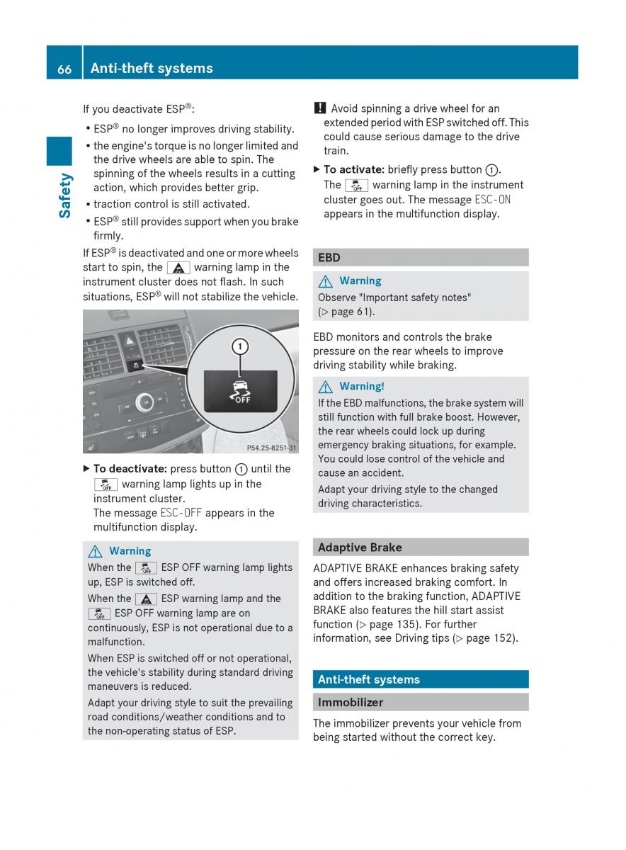 Mercedes Benz C Class W204 owners manual / page 68