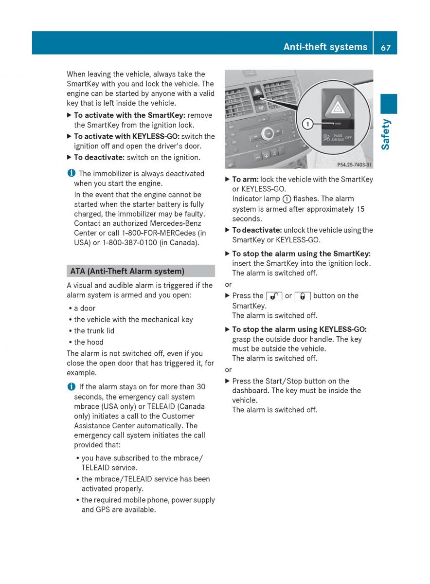 Mercedes Benz C Class W204 owners manual / page 69