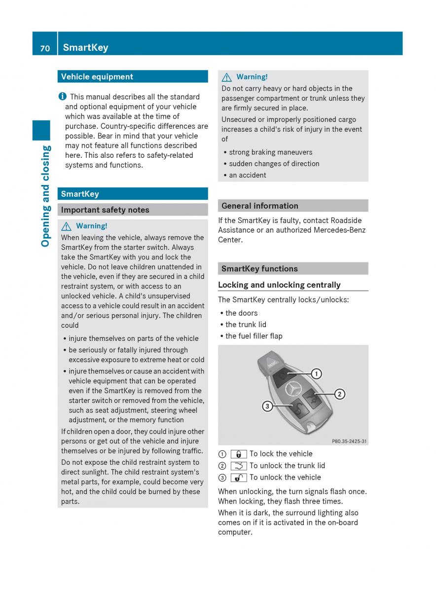 Mercedes Benz C Class W204 owners manual / page 72