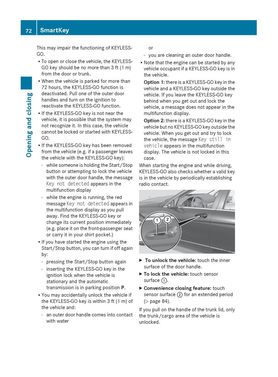 Mercedes Benz C Class W204 owners manual / page 74