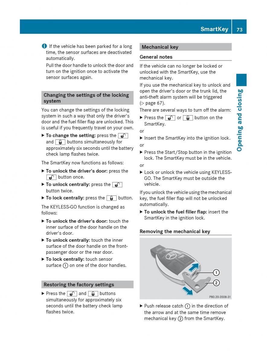 Mercedes Benz C Class W204 owners manual / page 75