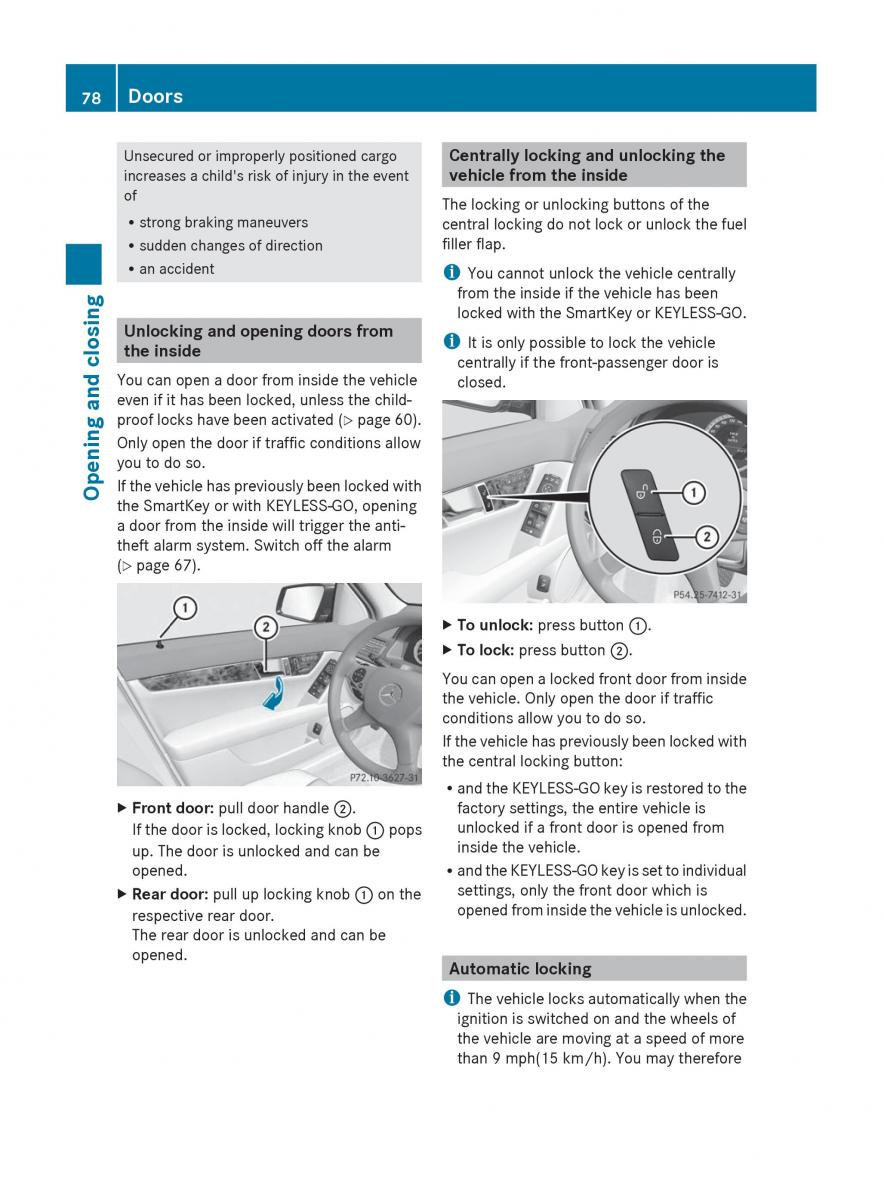 Mercedes Benz C Class W204 owners manual / page 80