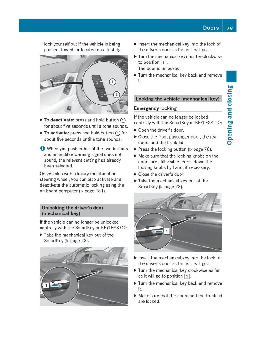 Mercedes Benz C Class W204 owners manual / page 81