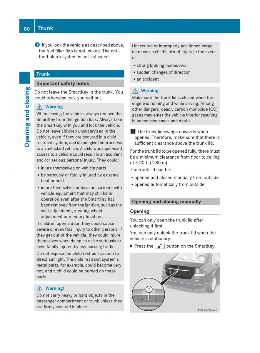 Mercedes Benz C Class W204 owners manual / page 82