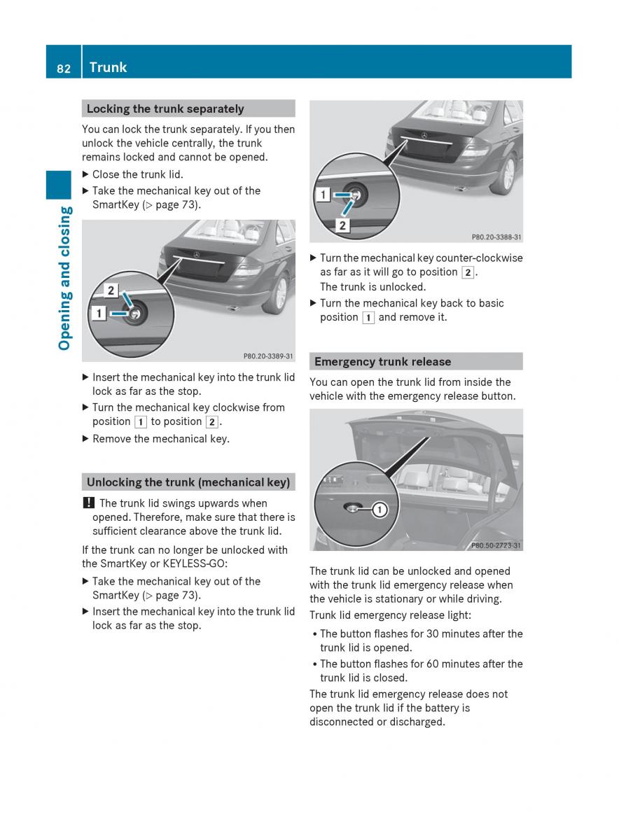 Mercedes Benz C Class W204 owners manual / page 84