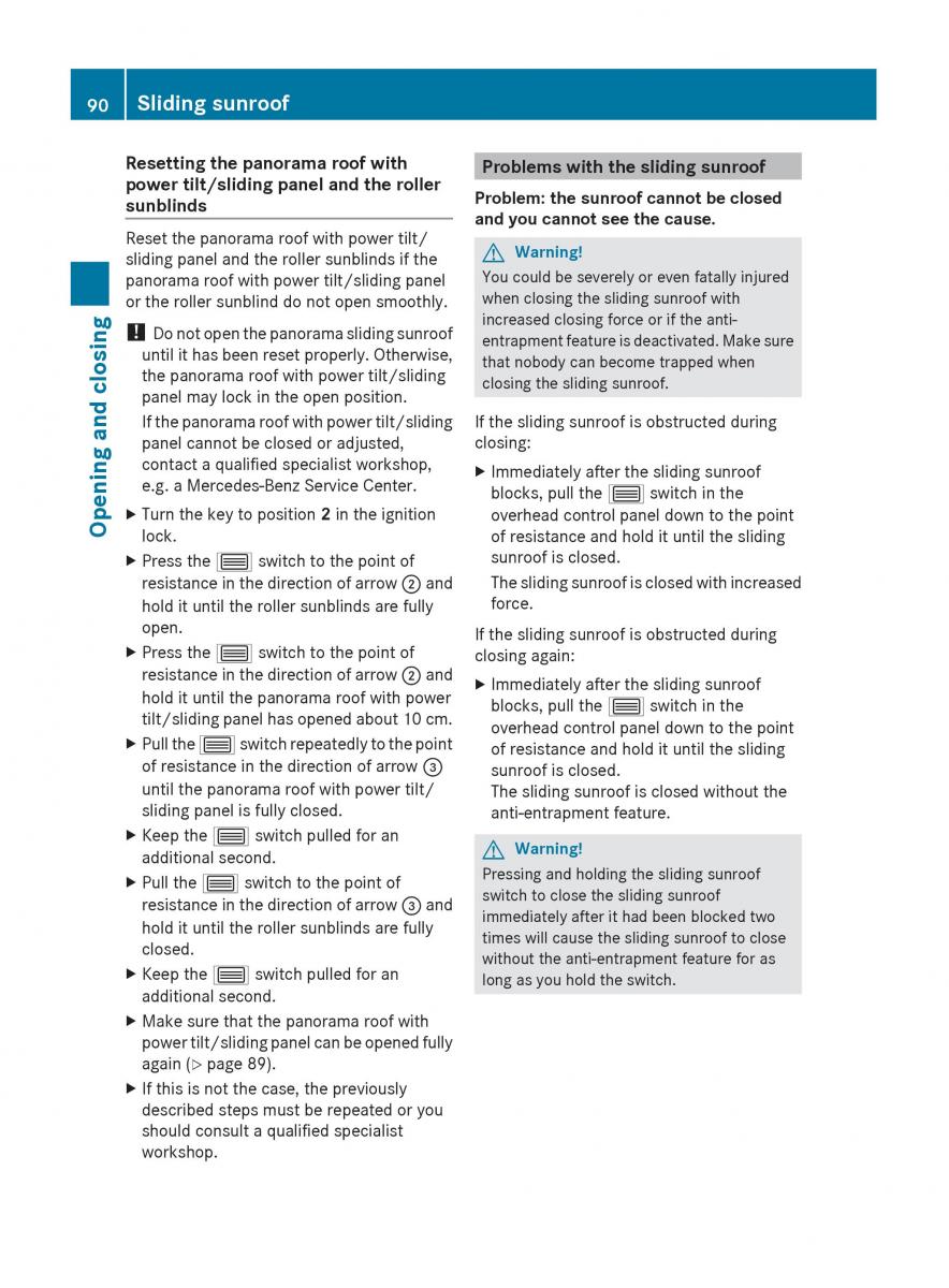 Mercedes Benz C Class W204 owners manual / page 92