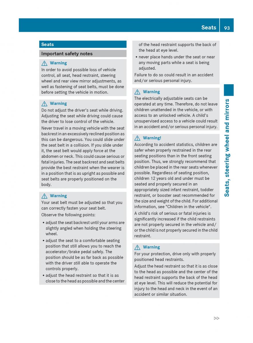 Mercedes Benz C Class W204 owners manual / page 95