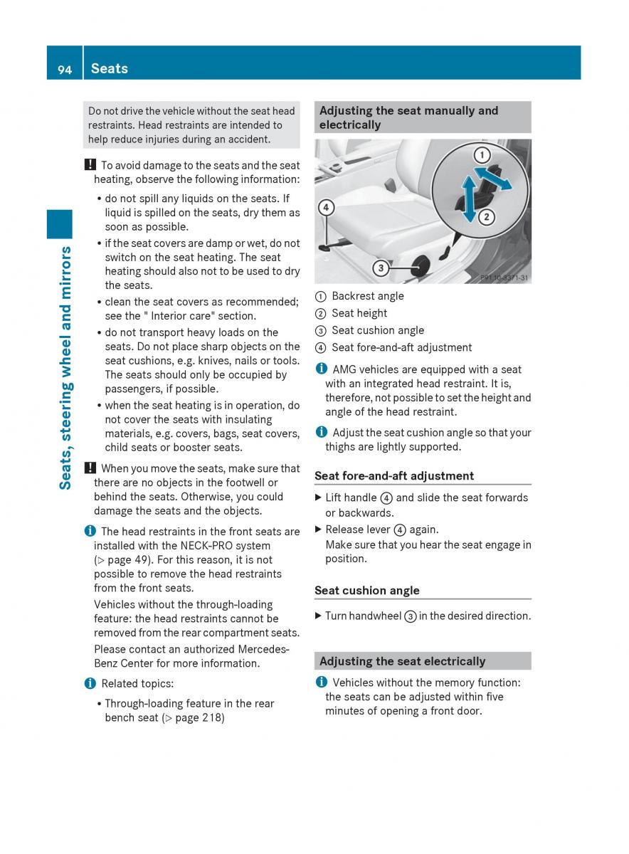 Mercedes Benz C Class W204 owners manual / page 96