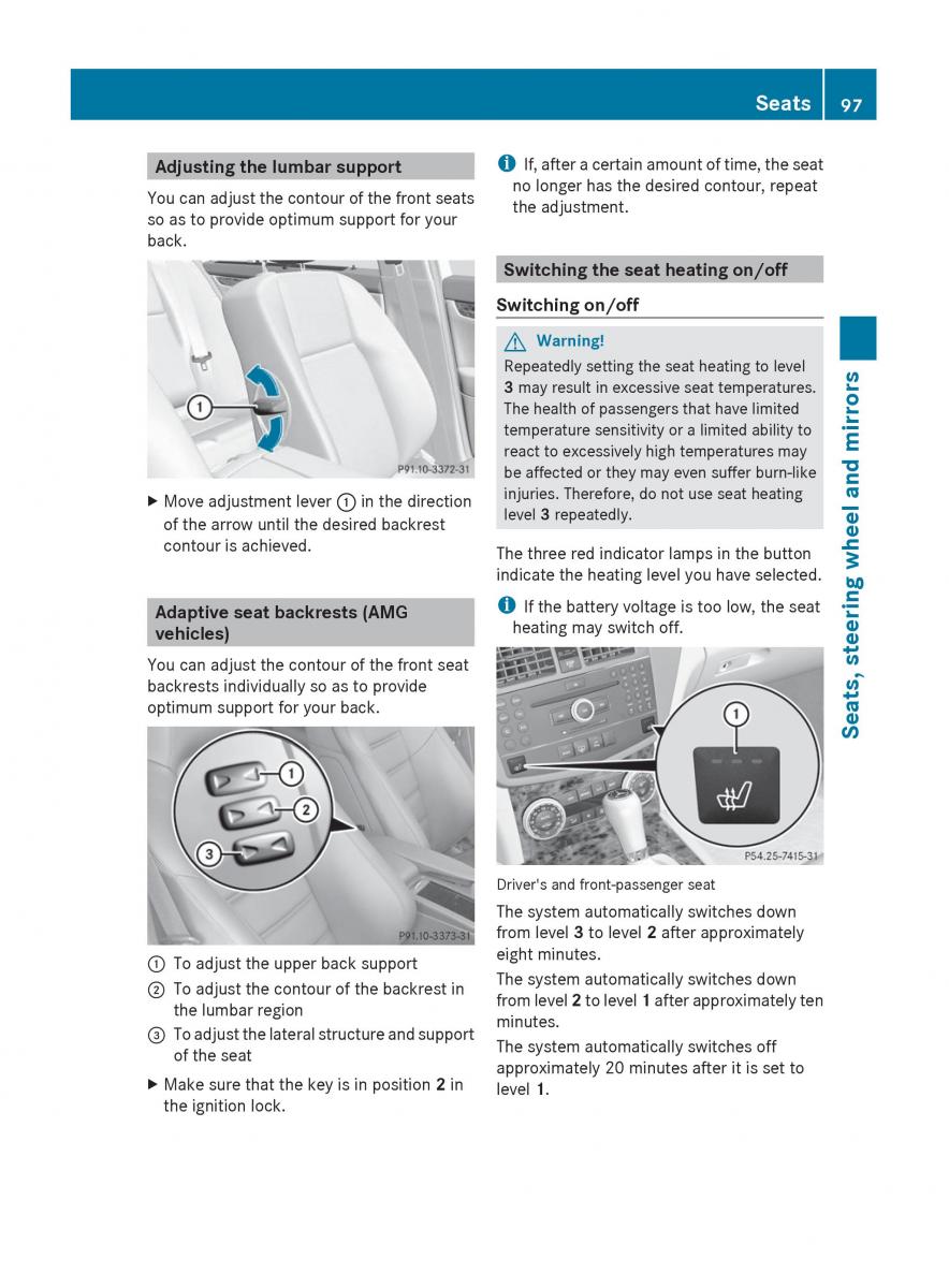 Mercedes Benz C Class W204 owners manual / page 99