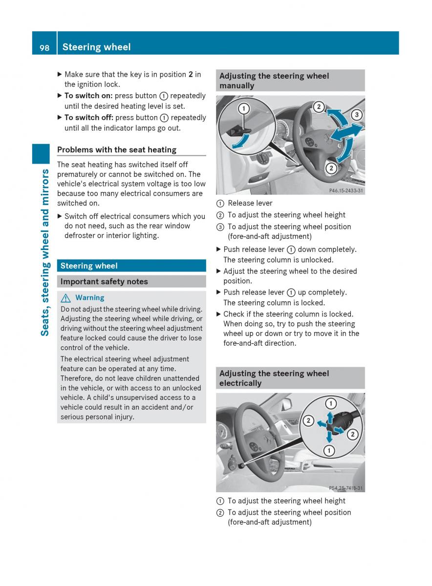 Mercedes Benz C Class W204 owners manual / page 100