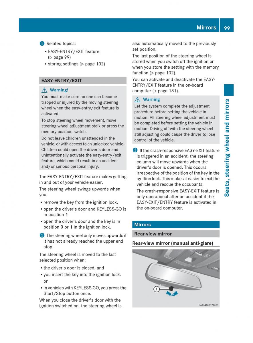 Mercedes Benz C Class W204 owners manual / page 101