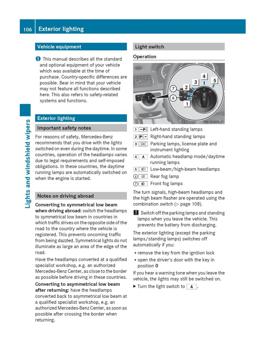 Mercedes Benz C Class W204 owners manual / page 108