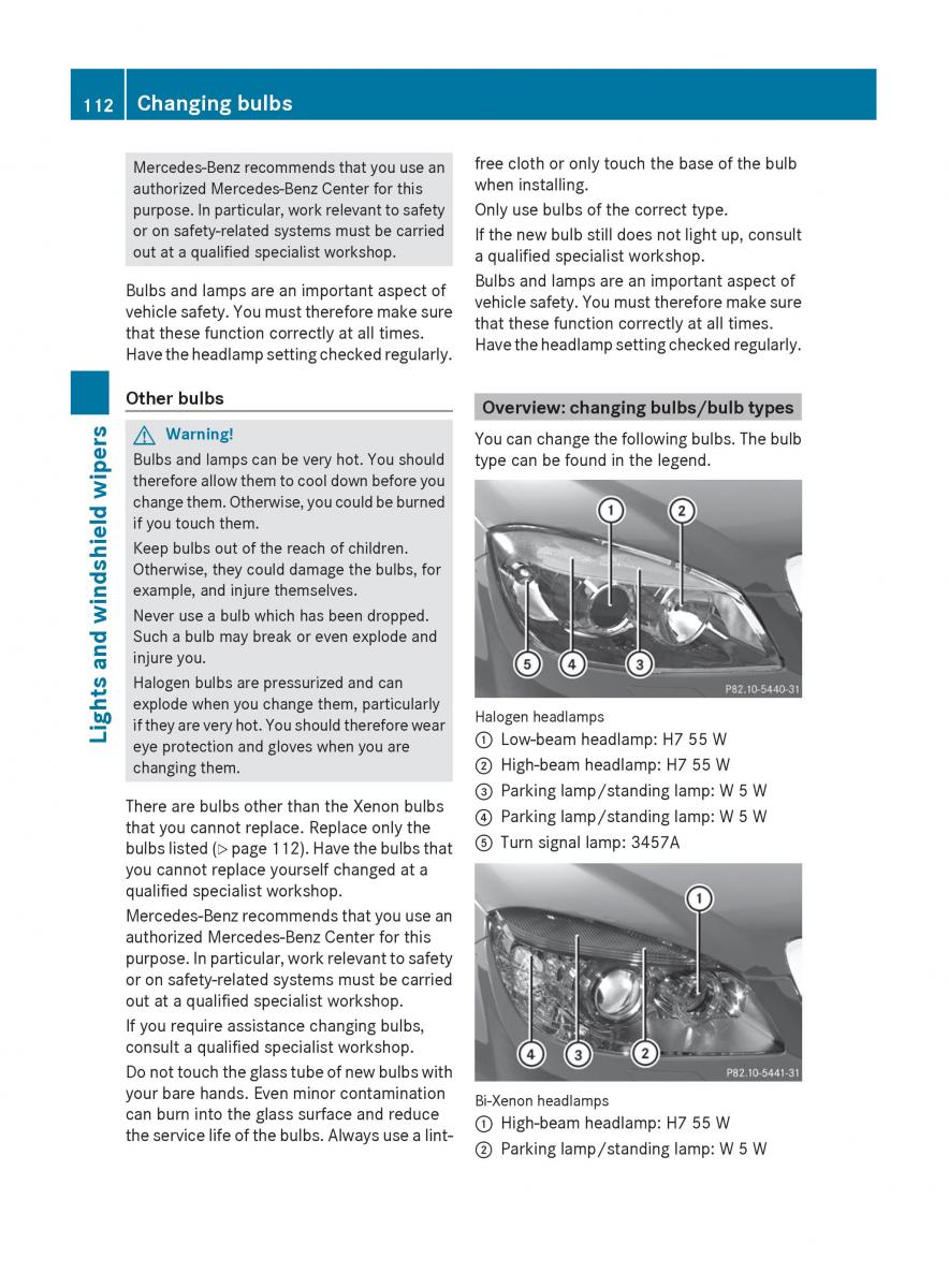 Mercedes Benz C Class W204 owners manual / page 114