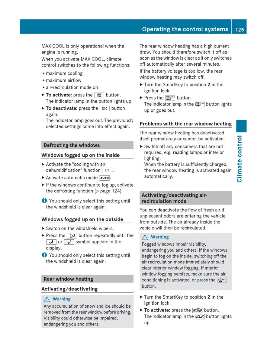 Mercedes Benz C Class W204 owners manual / page 127