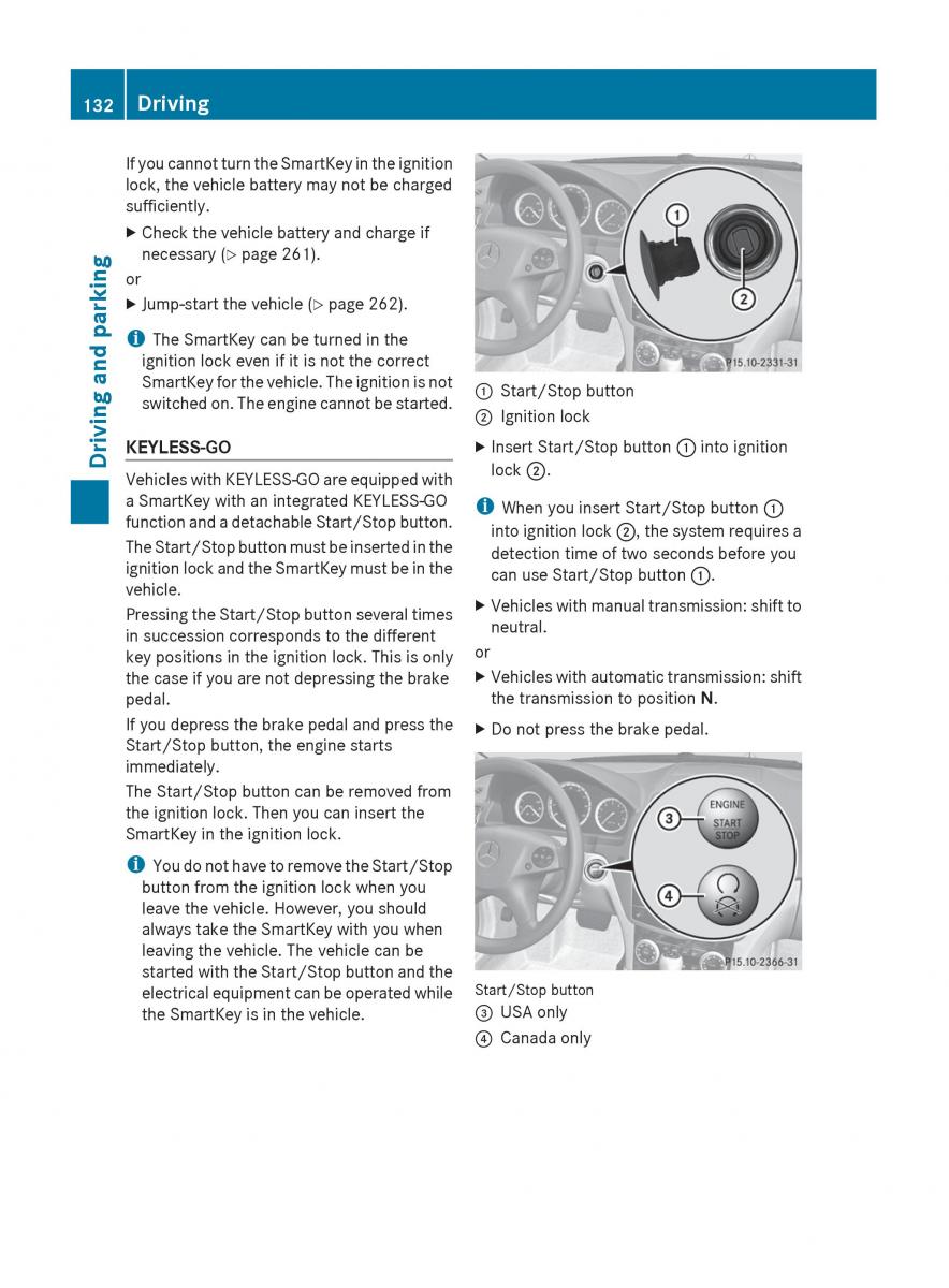 Mercedes Benz C Class W204 owners manual / page 134