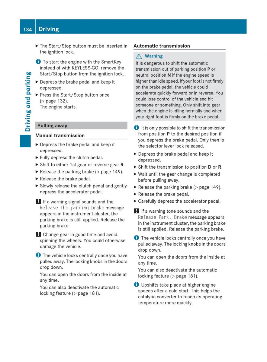 Mercedes Benz C Class W204 owners manual / page 136