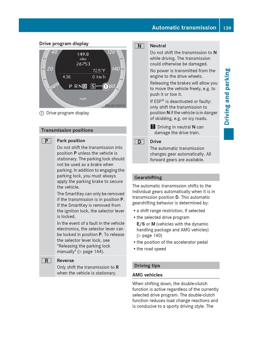 Mercedes Benz C Class W204 owners manual / page 141