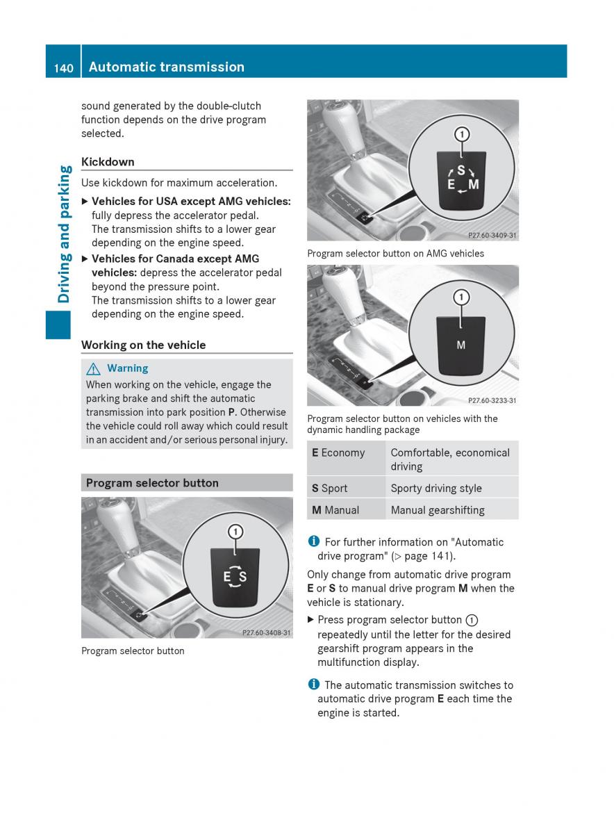 Mercedes Benz C Class W204 owners manual / page 142