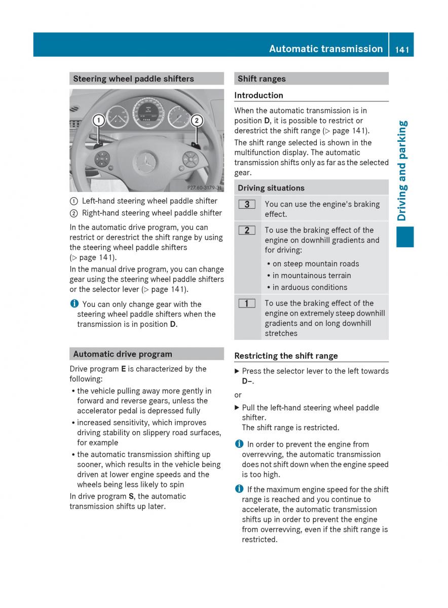 Mercedes Benz C Class W204 owners manual / page 143